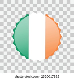 Circle flag icon of Ireland isolated on transparent background. Vector illustration