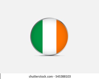 Circle flag of Ireland on light gray background