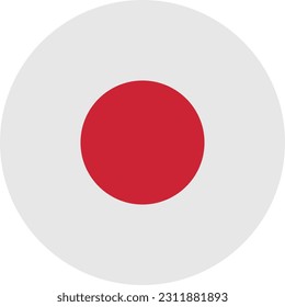 A Circle Flag of Japan on White Background. Vector. EPS File.