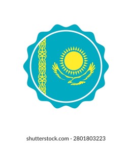 Circle flag of Kazakhstan. Bottle cap with Kazakhstan flag pattern perfect for print apparel etc.