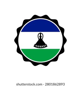 Circle flag of Lesotho. Bottle cap with Lesotho flag pattern perfect for print apparel etc.