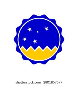 Circle flag of Magellan-chilean Antarctic Region. Bottle cap with Magellan-chilean Antarctic Region flag pattern perfect for print apparel etc.