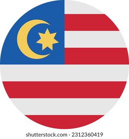 A Circle Flag of Malaysia on White Background. Vector. EPS File.