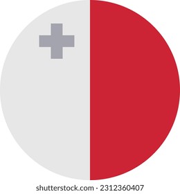 A Circle Flag of Malta on White Background. Vector. EPS File.