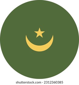 Eine Circle Flag Mauretaniens auf weißem Hintergrund. Vektorgrafik. EPS-Datei.