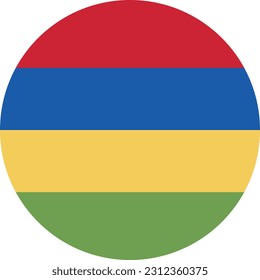 Bandera circular de Mauricio sobre fondo blanco. Vector. Archivo EPS.