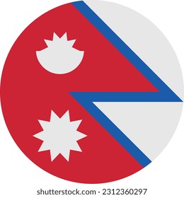 A Circle Flag of Nepal on White Background. Vector. EPS File.