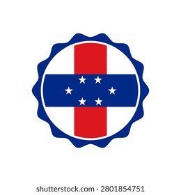 Circle flag of Netherlands Antilles. Bottle cap with Netherlands Antilles flag pattern perfect for print apparel etc.