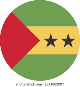 A Circle Flag of São Tomé and Príncipe on White Background. Vector. EPS File.