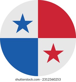 Bandera circular de Panamá sobre fondo blanco. Vector. Archivo EPS.