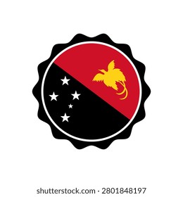Circle flag of Papua New Guinea. Bottle cap with Papua New Guinea flag pattern perfect for print apparel etc.