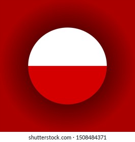 circle flag of poland on red background