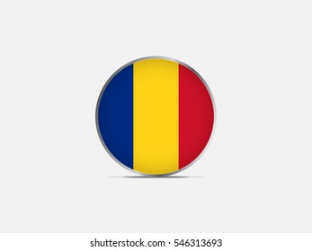 Circle flag of Romanian on light gray background
