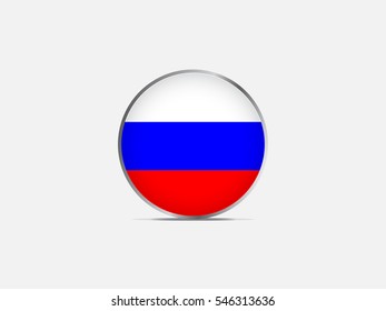 Circle flag of Russian on light gray background