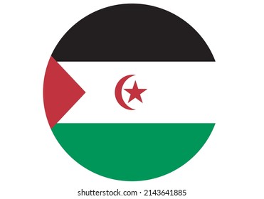 
Circle with the flag of sahara on white background