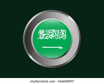 Circle flag of Saudi Arabia on dark green background