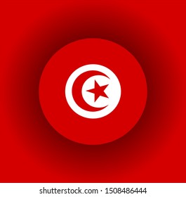 circle flag of tunisia  on red background