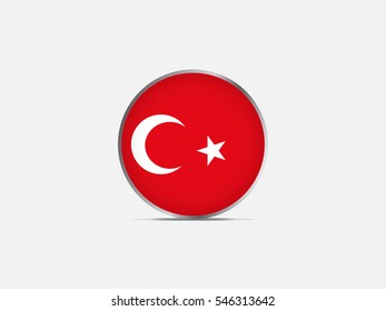 Circle flag of Turkey on light gray background