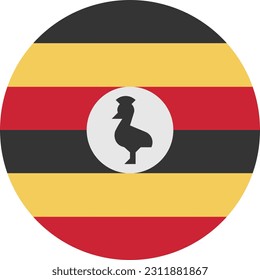 Bandera circular de Uganda de fondo blanco. Vector. Archivo EPS.