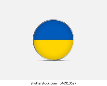 Circle flag of Ukraine on light gray background