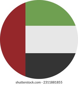 Eine Circle Flag der Vereinigten Arabischen Emirate auf weißem Hintergrund. Vektorgrafik. EPS-Datei.