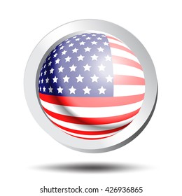Circle  flag USA on isolated background. Button of flag United State of America. American flag vector illustration