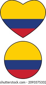 Circle flag vector of Colombia on white background. Heart flag of Colombia. flat style.