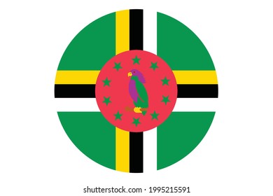 Vector de bandera circular de Dominica sobre fondo blanco.