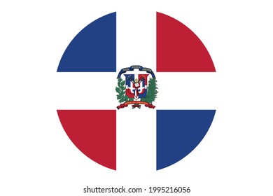 Vector de bandera circular de República Dominicana sobre fondo blanco.