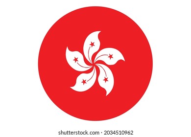 Circle flag vector of Hong Kong on white background. 