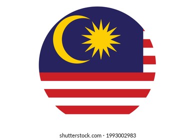 Circle flag vector of Malaysia on white background.