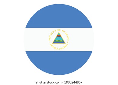 Circle flag vector of Nicaragua on white background.