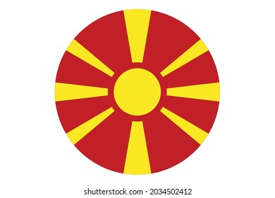 Circle Flag Vektorgrafik von Nordmakedonien auf weißem Hintergrund. 