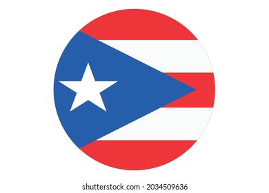 Bandera circular vector de Puerto Rico sobre fondo blanco. 