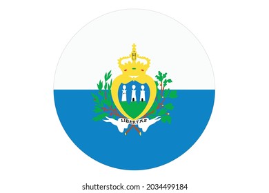 Circle flag vector of San Marino on white background. 