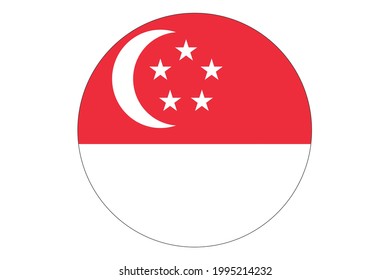 Circle flag vector of Singapore on white background.