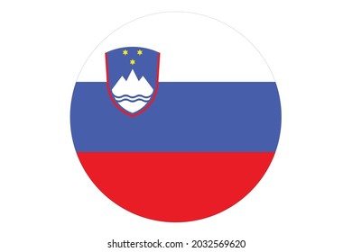 Vector de bandera circular de Eslovenia sobre fondo blanco. 
