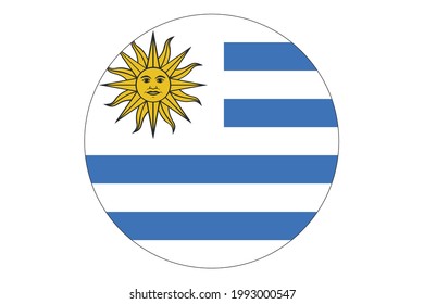 Circle Flag, Vektorgrafik von Uruguay auf weißem Hintergrund.