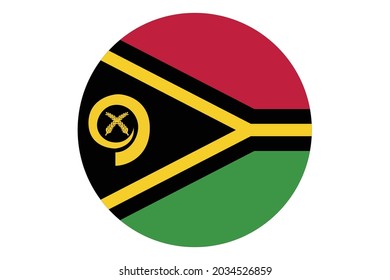 Circle Flag, Vektorgrafik von Vanuatu auf weißem Hintergrund. 