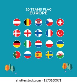 Circle Flags of Europe Football Championship Icon Template