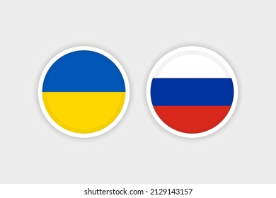 Circle flags of Ukraine and Russia