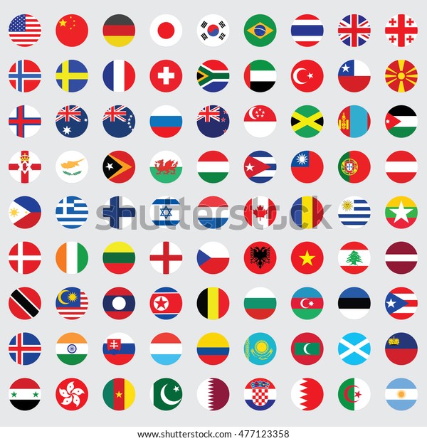 Circle Flags Vector World Stock Vector (Royalty Free) 477123358