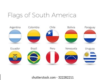 Circle Flags Of The World. Flags of South America