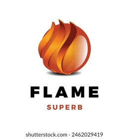 Circle Flame or Fire Icon Logo Design Template