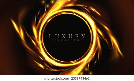 Circle flare frame  with spark effects decoration on black background. Vector illustration.