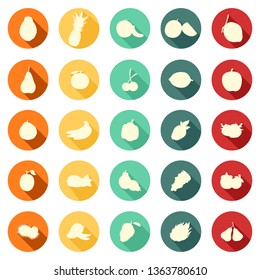 Circle Flat Style with Shading Fruit - Complete Icon Collection
