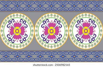 Circle with flora pattern seamless vector design