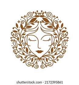 Circle Floral Beauty Women Logo Design Vector