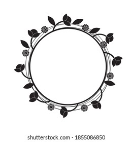 Circle Floral doodle frame isolated white