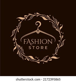 Circle Floral Fashion Store Hanger Logo Design Vector